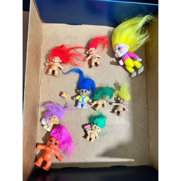 Lot of 9 Vintage Troll Dolls - Mixed Colors & Sizes - Retro Toy Collection - Picture 1 of 5